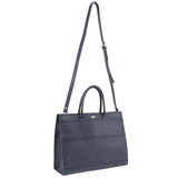 Morrissey Italian Structured Leather Tote Unisex Computer Bag Handbag - Navy V563-MO-3158_NVY