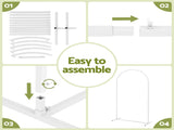 Wedding Arch Backdrop Stand Set of 3 Metal Wedding Arched Frame White, Easy to Assemble, Stable WESD-ARCH-3PC-WH