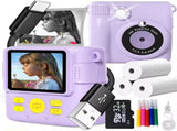 Purple ABS-681 Portable Kids Mini Digital Polaroid with 32GB Card, 3 Rolls Printing Paper & 6 Color V888-ELOSUNG39860