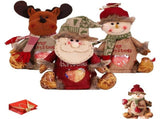 Christmas Gift Bags Zipper Design, Soft Cloth Pouch with Bottom Access and Festive Character Shape V1369-AZ3-W-08523