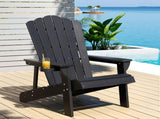 Gardeon Outdoor Chairs HDPE Adirondack Beach Chair Sun Lounge Patio Furniture Garden Black FF-BEACH-HE-BK