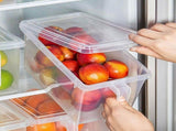 Refrigerator Storage Box,11.42in Clear PP5 Food-Grade Container with Lid,Stackable Organizer Bins V1369-AZ3-W-14646