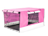 Wire Dog Cage Foldable Crate Kennel 48in with Tray PINK Cover Combo V274-PET-WCCV48-PK