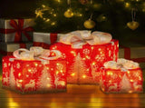 Christabelle Set of 3 Christmas Gift Box Display with LED Lights and Bows Decoration Ornament 112_MHA613