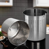 SOGA 21L 18/10 Stainless Steel Stockpot with Perforated Stock Pot Basket Pasta Strainer STOCKPOT30CMWPASTAINSERT3901