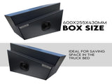 600mm Pair of Under Tray Tool Box Aluminium Undertray Underbody Toolbox Black V379-UTABLCK600