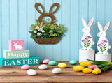 Darzheoy Bunny Basket Hanging Wall Pocket Spring Decor, Hand Woven Wicker Basket, Wicker V1189-WXFWAL-20260326-02677