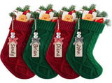 Personalized Christmas Stockings - 18 Inches Hanging Stockings with DIY Snowman Name Tags, 4PCS V1192-AZ-W-25888