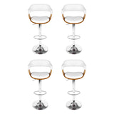 4x Artiss Bar Stools Gas Lift Leather with Armrest White BA-TW-8006A-WHX4