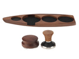 3pcs Coffee Tamper Holder Walnut Wood Rubber Stainless Steel Boat Shaped Distributor Rack Coffee V1294-YM0716-3118220168611