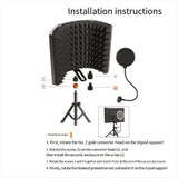 Microphone Isolation Screen Mic Sound Absorbing Screens Adjustable for Broadcasting Podcasts V1370-AZ4-07976