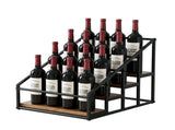 Artiss 4-Tier Wine Rack Tabletop Countertop Wine Bottle Holder 16 Bottles Freestanding Black & Wood FUR-U-WINE-02-16B