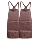 2x Pierre Cardin Professional Leather Apron Butcher Woodwork Barber Chef - Brown V563-PC3432-BROWN_2X