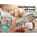 Gardeon Hammock Bed Rope Tassel Outdoor Hammocks Chair Camping HM-BED-TASSEL-COT-CR