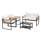 Gardeon 4 Seater Outdoor Sofa Set 4PCS Table Chair Set Garden Patio Furniture ODF-SOFA-4PCS-ROPERAT-BK