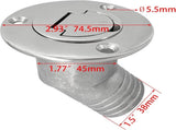 1-1/2" Boat Gas Deck Fill/Filler with Keyless Cap Screws, Marine Mirror Polished 316 Stainless V1259-DP01-A-1279