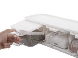 2 Pack 3 Grids Clear Seasoning Box Handle and Spoon, Seasoning Storage Container Rack Combo Set V1192-AZ-W-17145