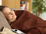 Laura Hill Electric Heated Blanket Throw Soft Coral Fleece w/ 9 Heat Settings - Brown THRG-KH-BRN