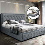 Artiss Bed Frame Queen Size Gas Lift Grey TIYO BFRAME-F-TIYO-Q-GY-ABC