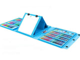 Blue 208-Piece Kids Art Set with Built-in Trifold Easel Drawing and Painting Kit for Students with V888-ELOSUNG43179