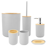 6Pcs/Set Household Bathroom Soap Box Toothbrush Holder Rinse Cup Lotion Bottle Accessories KitGray V1294-YM0901-3117200049511