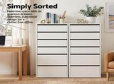 Artiss 2x Chest of 6 Drawers Dresser Tallboy White FURNI-N-CDR-6D-WH-ABX2