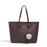 Women's Large Capacity PU Leather Tote Shoulder Bag for Work Shopping Party, Dark Brown V1188-MS-325-0321