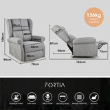 FORTIA Electric Recliner Lift Heat Chair for Elderly, Massage, Heat Therapy, Aged Care, Grey V219-HECLCRFOB3GY