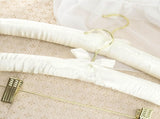 HANGERWORLD Pack of 5 Ivory Satin Padded Hangers with Clips for Skirts, Pants & Sweaters with V1258-DP02-F-301