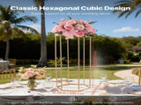 Wedding Flower Stand, 10PCS 80cm Column Flower Stand, Floral Stands with Acrylic Laminate, Hexagonal V952-HLHJLFT10J80XDSZ1001V0