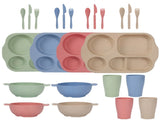 Scandinavian 4-colour Durable Eco-Friendly Wheat Straw Dinnerware Set - 24 Pieces with Plates, V888-ELOSUNG28144