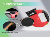 Double Head 10 ft Retractable Dog Leash with Integrated Waste Bag Dispenser Flashlight 360&degTangle V1259-DP01-A-3534