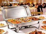 5-Star Chef Chafing Dish 7.5L 3-Pan Buffet Warmer Food Warmer Catering Server CD-9L-3Z-SS