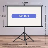 84inPortable and mobile projection screen with tripod stand, 169 HD format, suitable for home V1106-TYYPM003