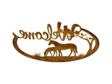 Laser Cut Welcome w Horses Wall Art 60cm V637-71490WEL