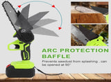 6" Mini Cordless Electric Chainsaw 2X Battery Powered Wood Cutter Rechargeable V201-CSFDZ0036GR