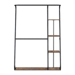 Artiss Clothes Rack Wardrobe Coat Stand 4-Tier Walnut HANGER-C-02-MET-WAL