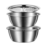 Stainless Steel Multifunctional Grater Set for Kitchen Washing Sieve and Draining Basin - Efficient V1192-AZ-W-24253