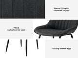 Artiss 2x Dining Chairs Retro PU Leather Kitchen Lounge Cafe Accent Chair Black DINC-K-2602-BKX2