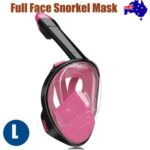 Pink Full Face Snorkel Mask Swimming Breath Dry Diving Goggle Scuba Glass Anti-Fog AU L V201-W12783337