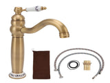 Bathroom Faucet Antique Single Span European Style Brass Basin Mixed Tap for Home Hot Cold Water V1294-YM0626-3112220096311