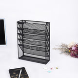 6 Tier Desktop File Organiser, Wall Mount Magazine Rack, Mesh Desk Organizer, Vertical Hanging V1186-TH104