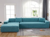 Waterproof sofa cover - Bright blue jacquard leaf pattern - For 2-seater sofa V1188-MS101-01061-1