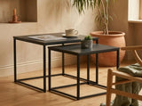 CARLA HOME Nesting Side Table Set of 2 - Black Steel Frame - Classic - Tables Living Room V178-36422