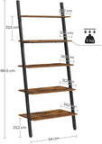 5-Tier Bookshelf Rack, Rustic Brown and Black V178-11390