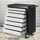 Giantz 7 Drawer Tool Box Cabinet Chest Trolley Storage Garage Toolbox Grey TB-7DR-RL-BKGY