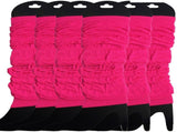 6x LEG WARMERS Knitted Womens Neon Party Knit Ankle Fluro Dance Costume 80s BULK - Fluro Hot Pink V563-BR-6NNLEGWRMR-FLUHTPNK