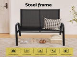 Gardeon Garden Bench Seat Steel Outdoor Patio Park Lounge Backyard Chair Black GB-STA-BENCH-BK