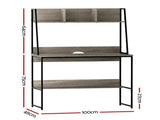 Artiss Computer Desk Bookshelf Storage Grey 100CM MET-DESK-LC-100-GY