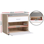 Artiss Shoe Rack Cabinet Bench 8 Pairs White Niva LC-FURNI-BEN01-WDWH